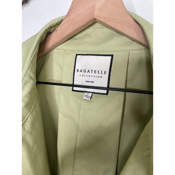 NWT Bagatelle Trench Coat Large Green Sage Short Wrap Jacket Business Casual - Picture 8 of 10